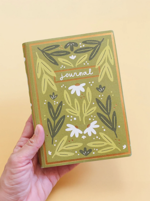 Pippi Post Green Floral 5×7 Lined Softcover Book Journal