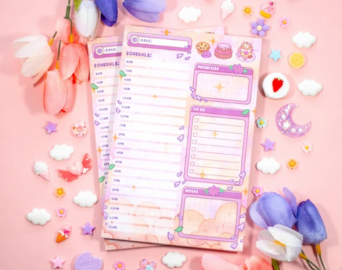 Unicorn Eclipse Cafe Quest Hourly Schedule Planner Pad