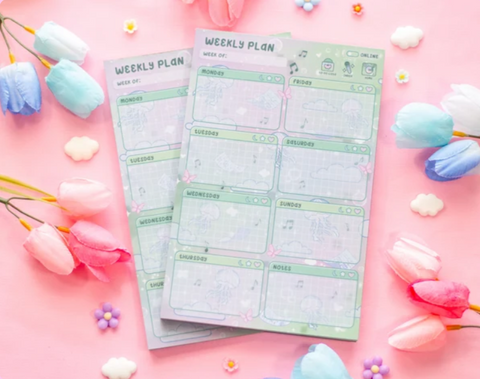 Unicorn Eclipse Blooming Records Weekly Planner Pad