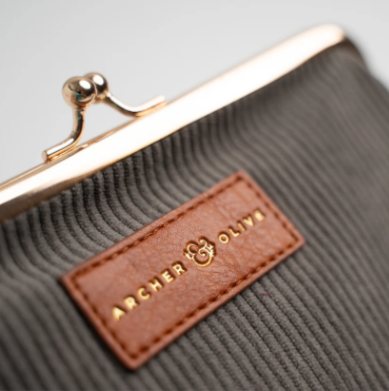 Archer & Olive Quiet Corners Kiss-Lock Pouch | in Gray