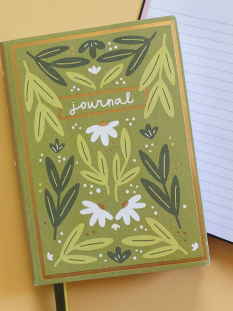 Pippi Post Green Floral 5×7 Lined Softcover Book Journal