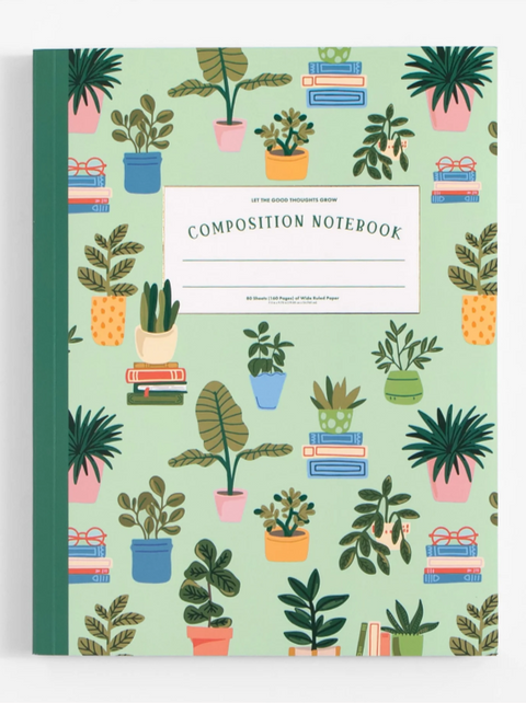 Pippi Post Plants & Books Composition Notebook